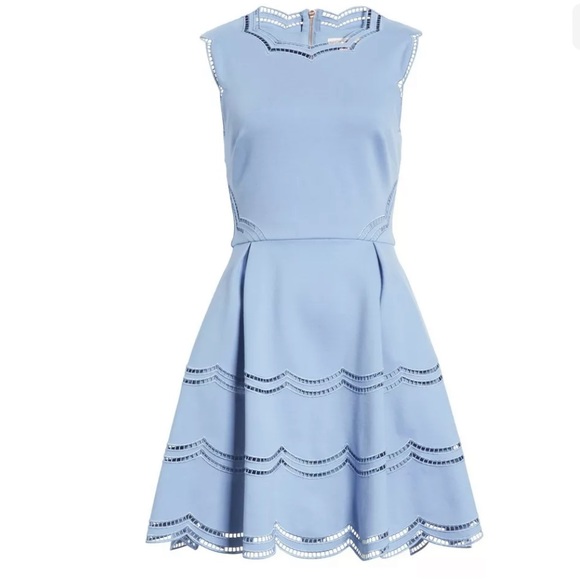 Ted Baker London Dresses & Skirts - Ted baker London womens fit flare dress blue Cammey scalloped eyelet sz 3 / 8-10